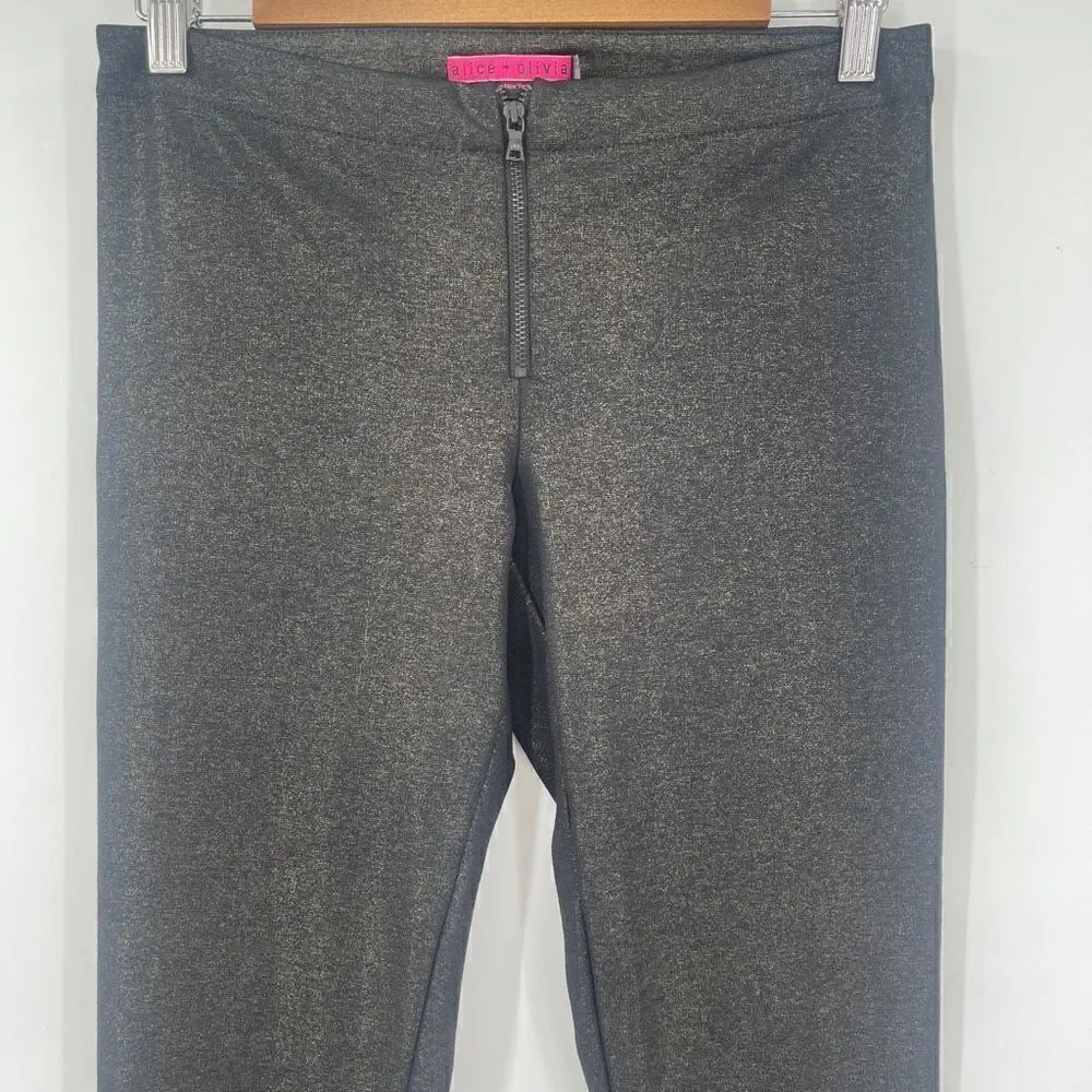 Alice + Olivia Women's Slim Zipper Front Black Leggings Size 6 - Picture 3 of 8